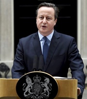 Prime Minister David Cameron announces his resignation outside 10 Downing Street